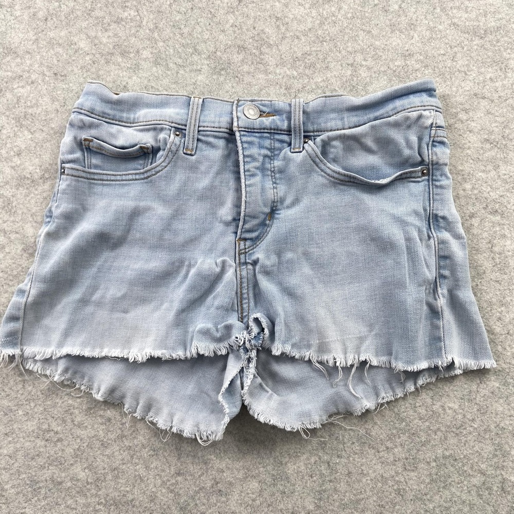 Levi's 311 Shaping Skinny Shorts Womens 28 (27x3) Blue Denim Cutoff Frayed